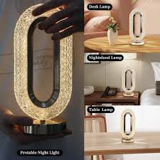 Oval Crystal Halo LED Table Lamp – 3-Mode Dimmable Luxury Ambiance Light
