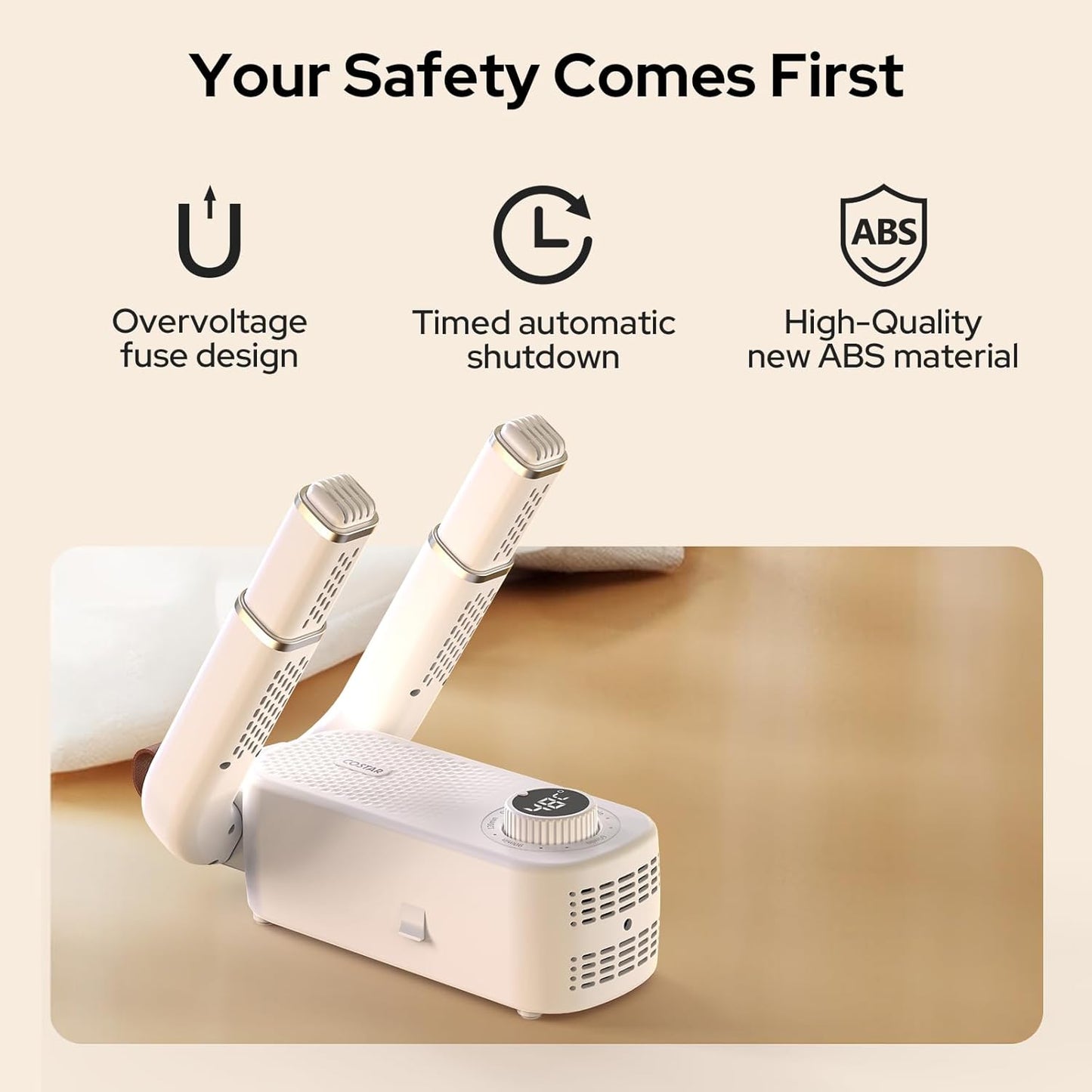 Electric Shoe Dryer and Warmer with PTC Heating, 48°C Fast Drying, 360° Warm Air, Foldable & Hanging Design